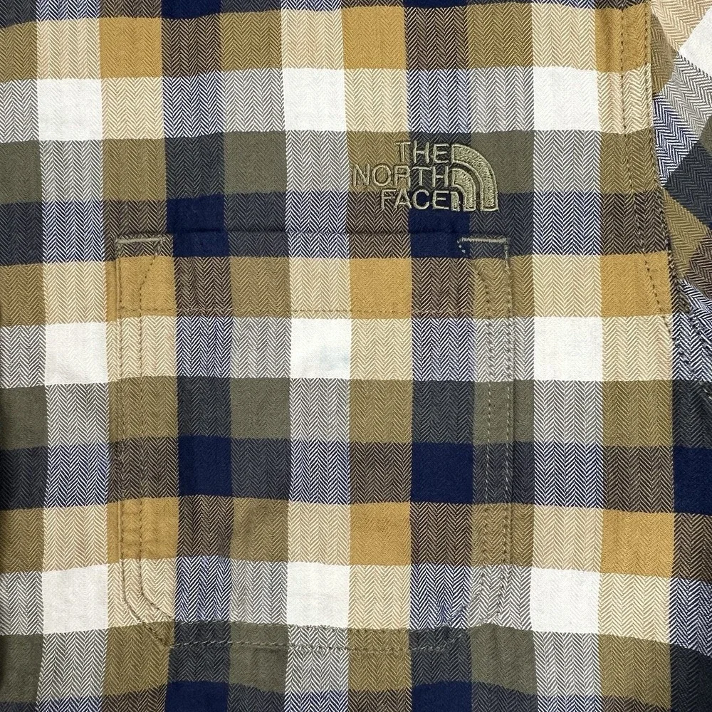 THE NORTH FACE Button Up Shirt Blue Green Plaid Lockhart‎ Flannel Men's Large